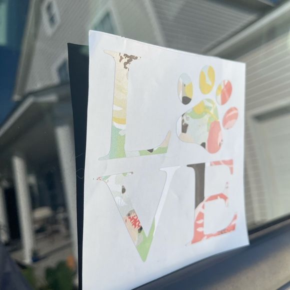 Floral LOVE Dog Print Vinyl Decal - Picture 4 of 10